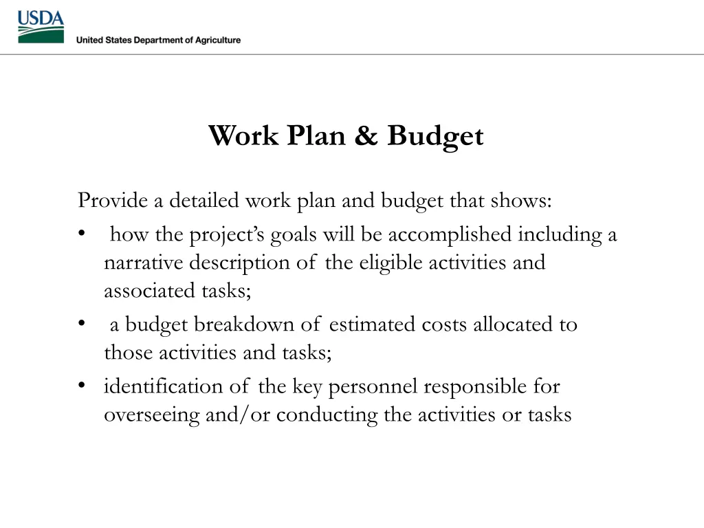 work plan budget