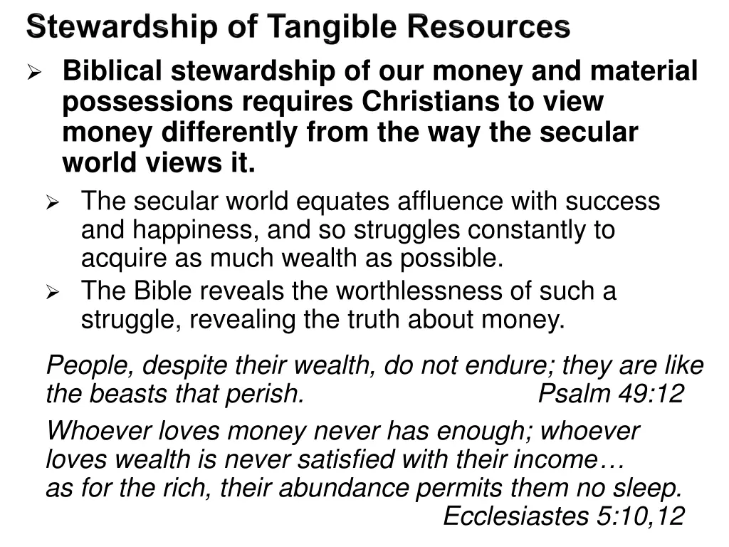 biblical stewardship of our money and material