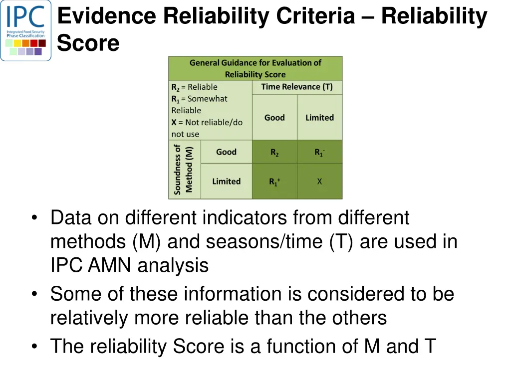 evidence reliability criteria reliability score 1