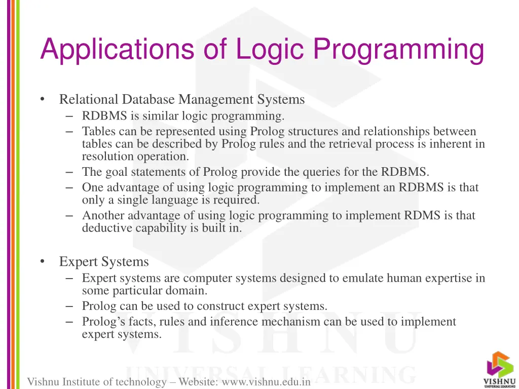applications of logic programming