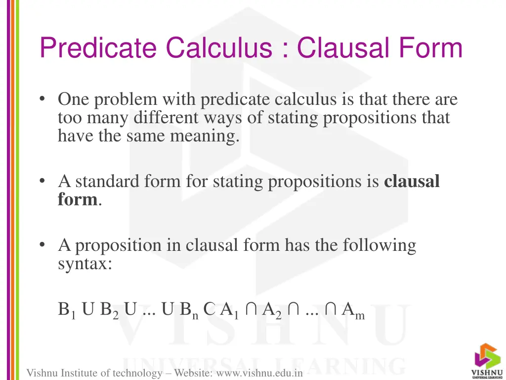 predicate calculus clausal form