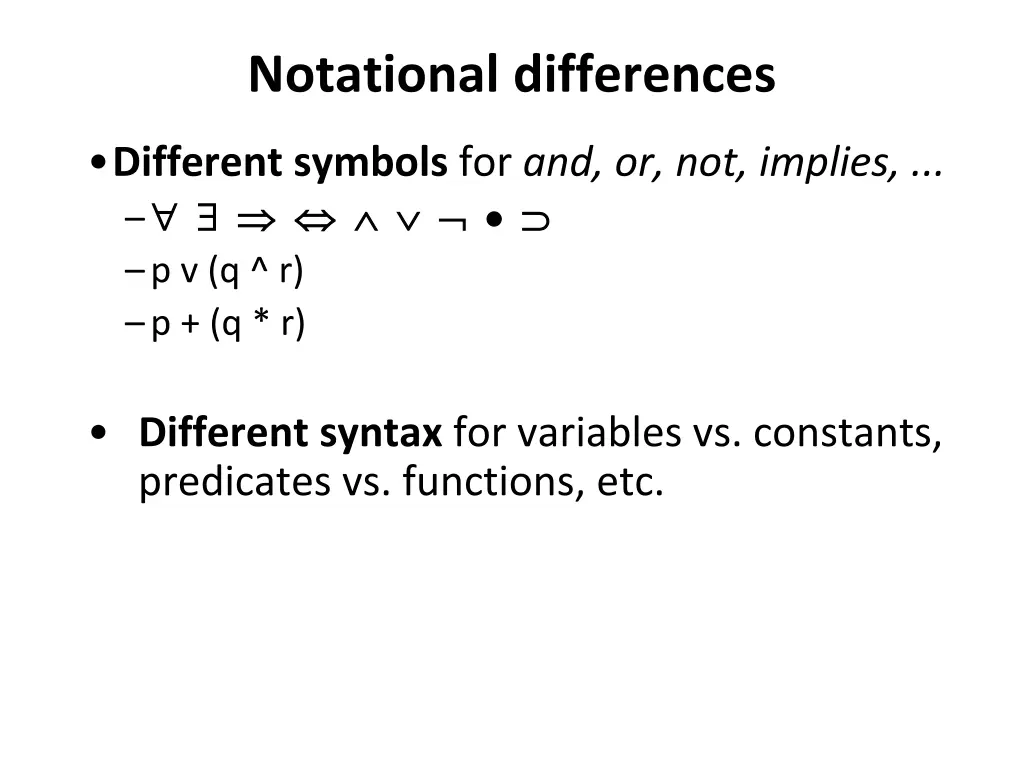 notational differences