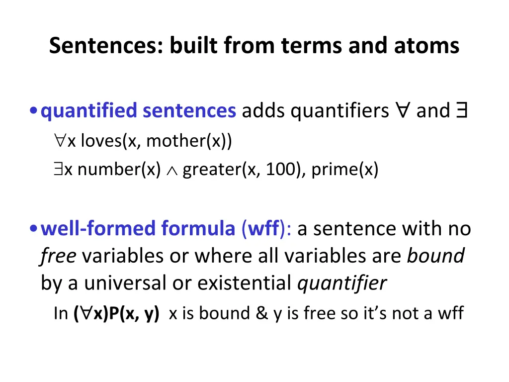 sentences built from terms and atoms 2