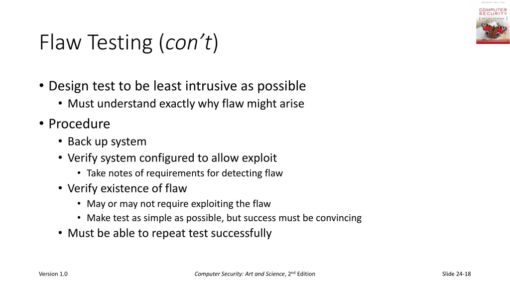 flaw testing con t