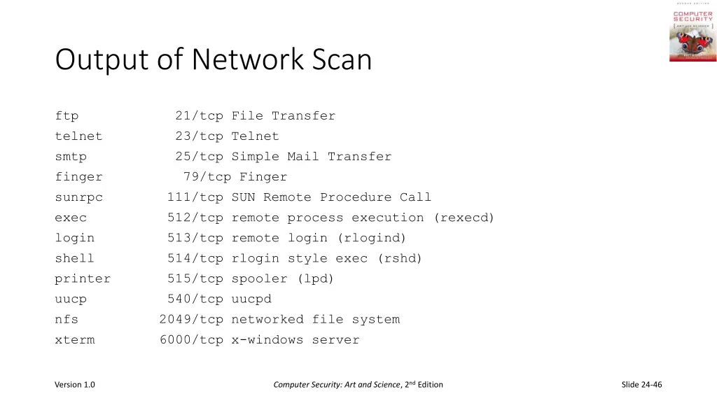 output of network scan