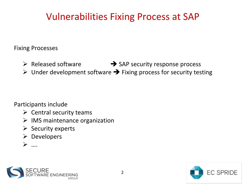 vulnerabilities fixing process at sap