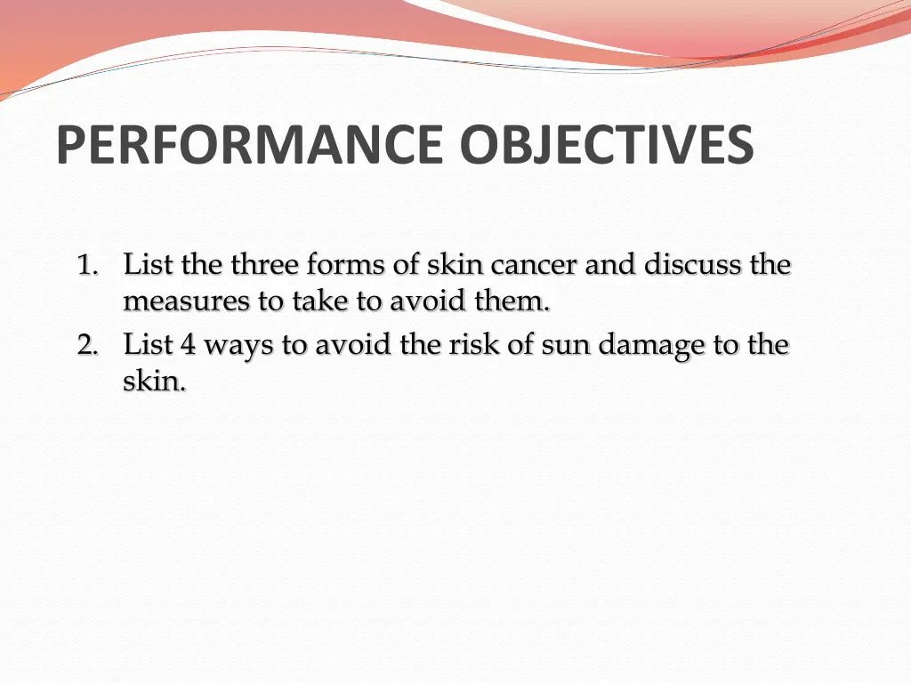 performance objectives