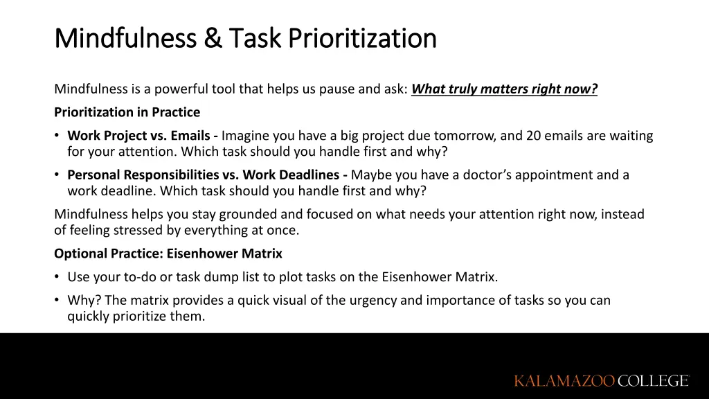 mindfulness task prioritization mindfulness task