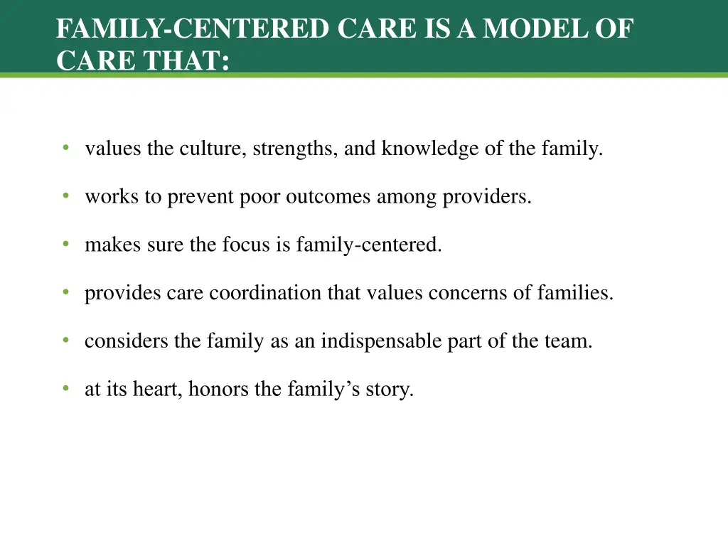 family centered care is a model of care that