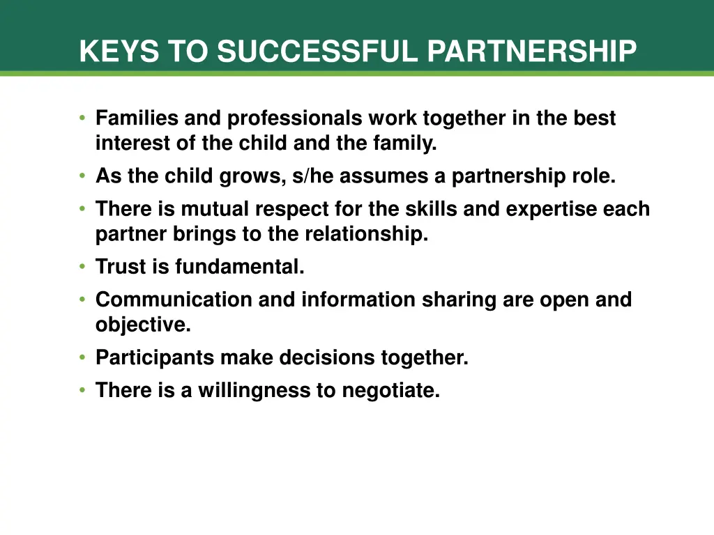 keys to successful partnership
