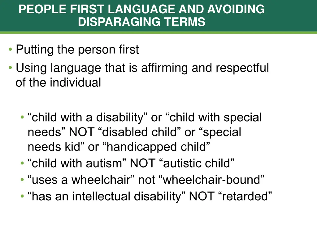 people first language and avoiding disparaging