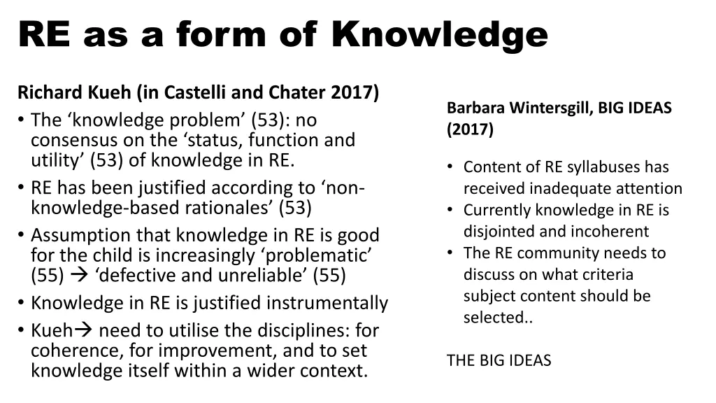 re as a form of knowledge