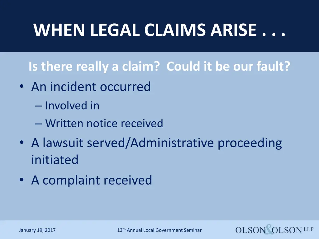 when legal claims arise 1