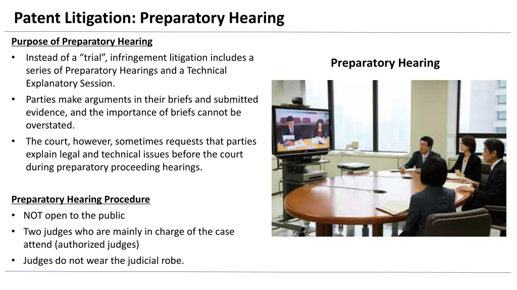 patent litigation preparatory hearing