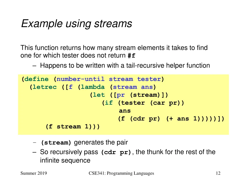 example using streams
