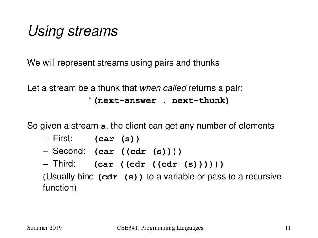 using streams
