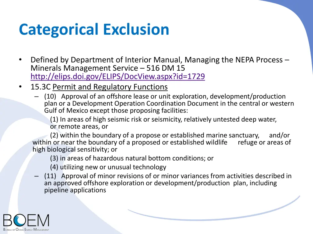 categorical exclusion