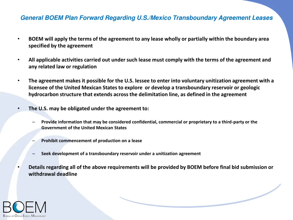 general boem plan forward regarding u s mexico
