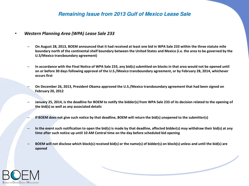 remaining issue from 2013 gulf of mexico lease