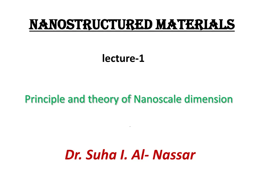 nanostructured materials nanostructured materials