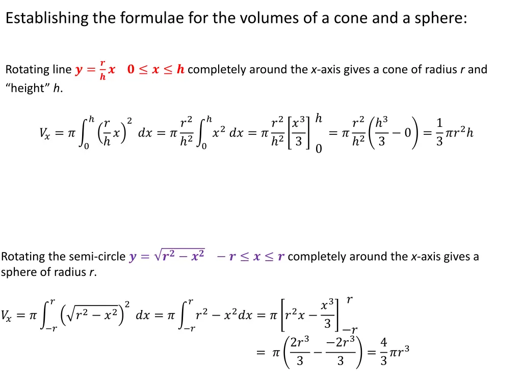 establishing the formulae for the volumes