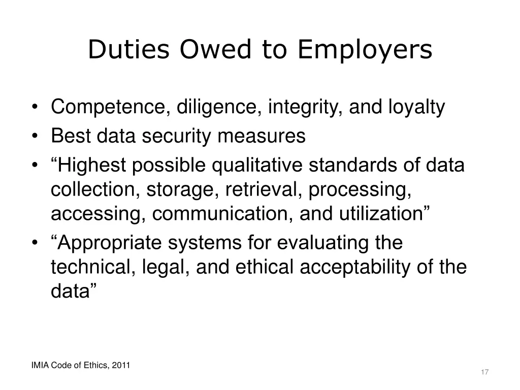 duties owed to employers