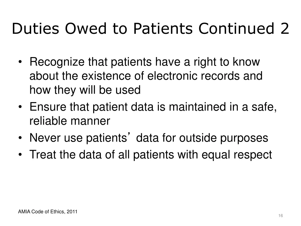 duties owed to patients continued 2