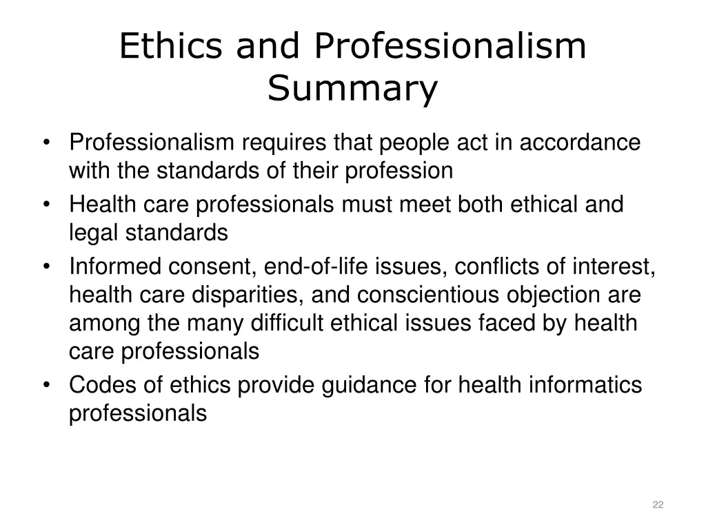 ethics and professionalism summary