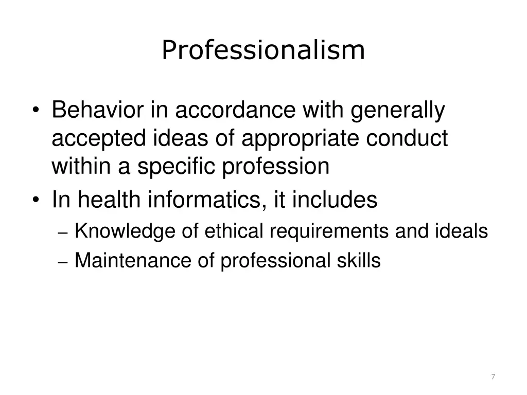 professionalism