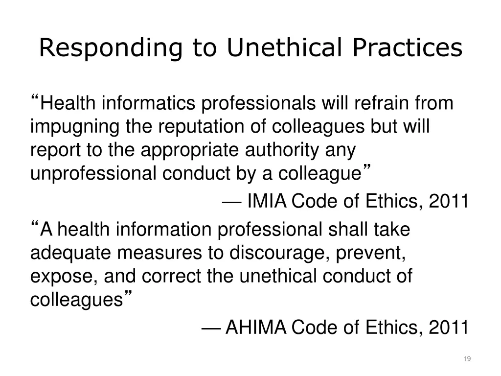 responding to unethical practices