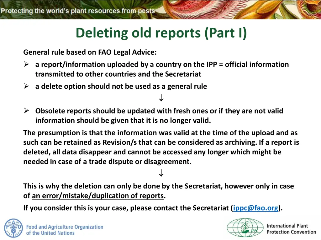 deleting old reports part i