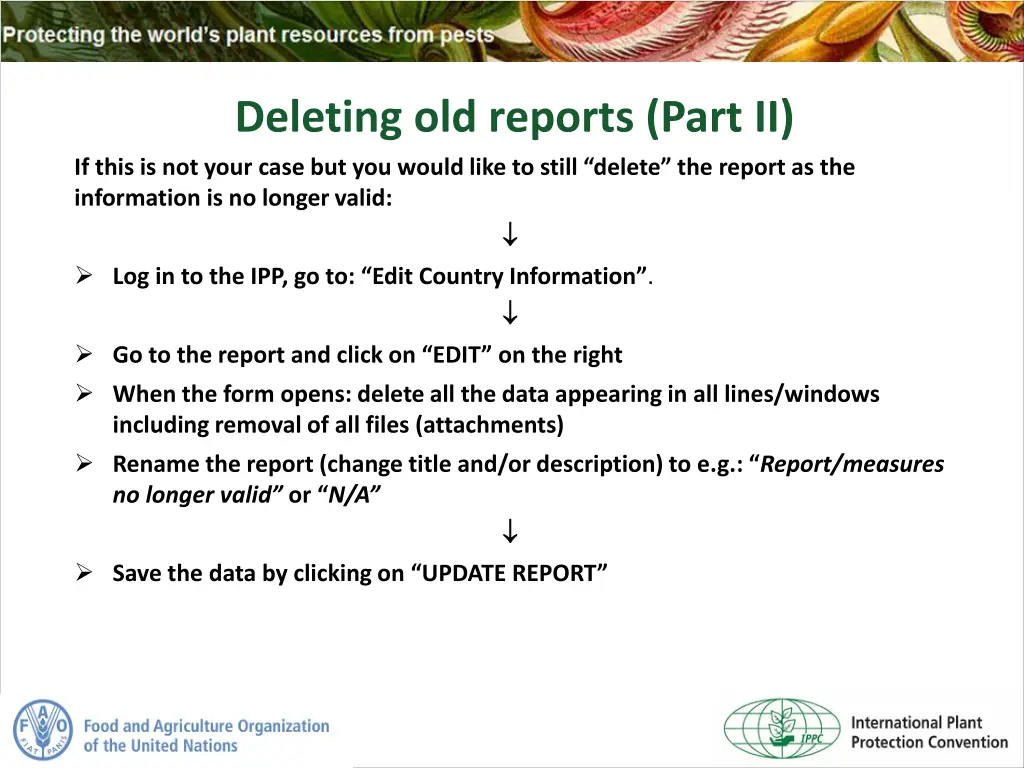 deleting old reports part ii if this is not your