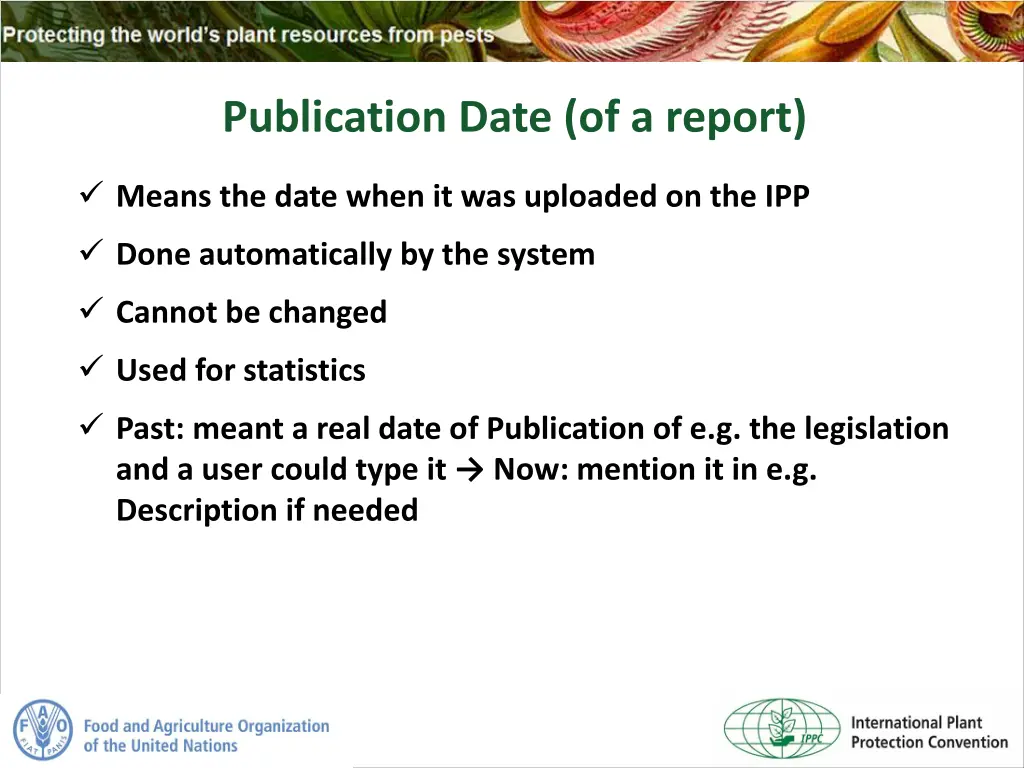 publication date of a report