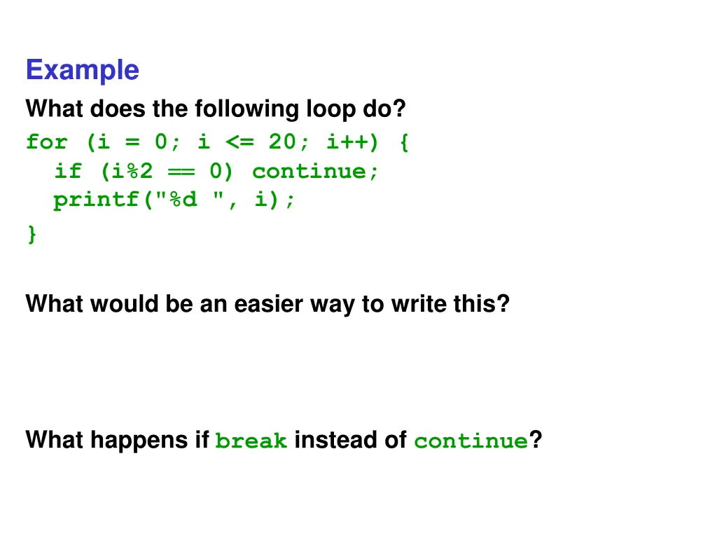 example what does the following loop