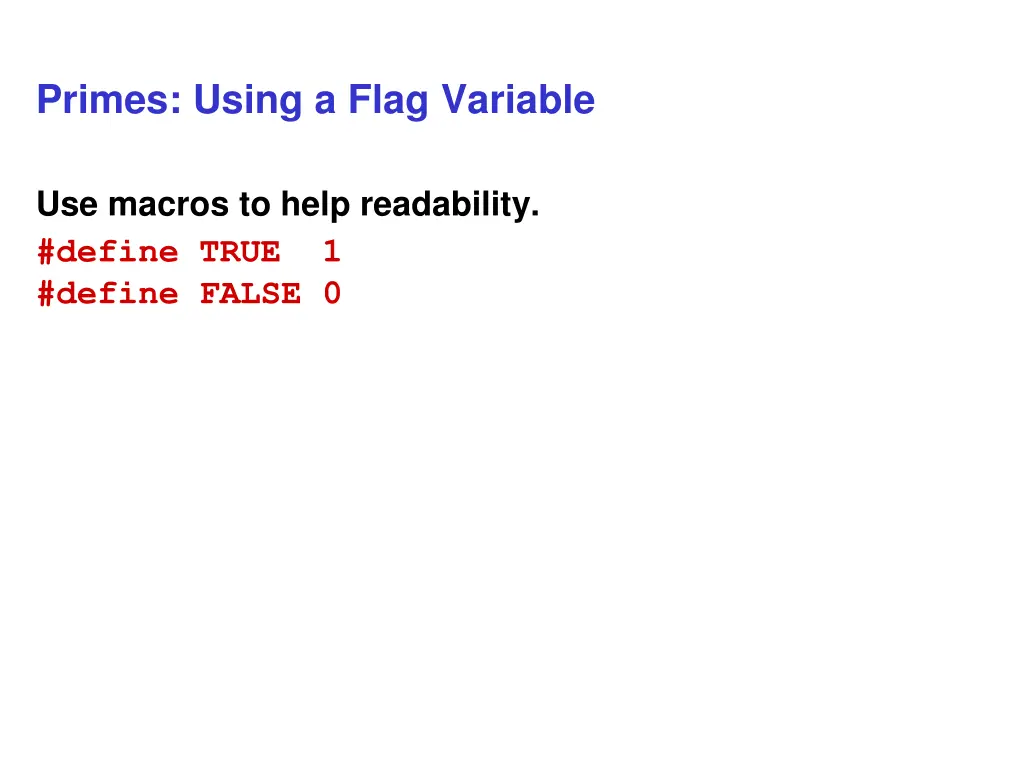 primes using a flag variable