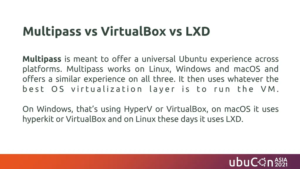 multipass vs virtualbox vs lxd