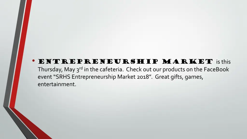 entrepreneurship market is this thursday