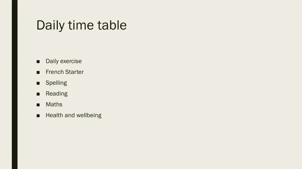 daily time table