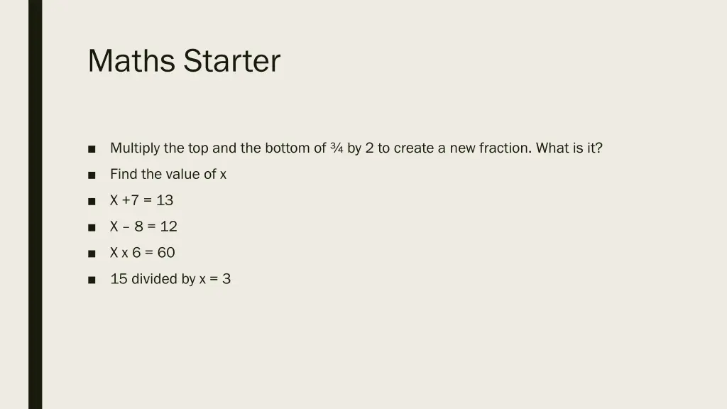 maths starter