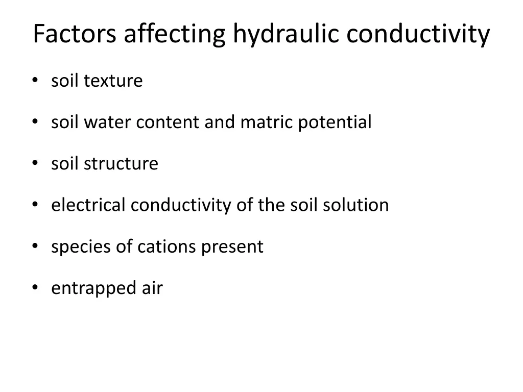 factors affecting hydraulic conductivity 2