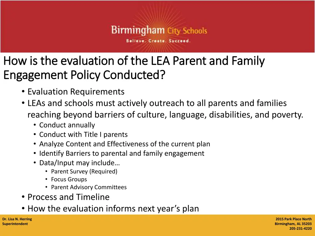 how is the evaluation of the lea parent
