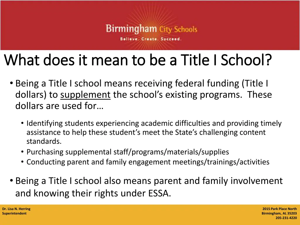 what does it mean to be a title i school what