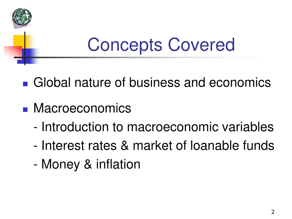 concepts covered