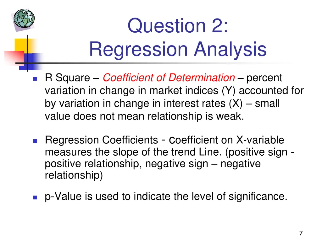 question 2 regression analysis