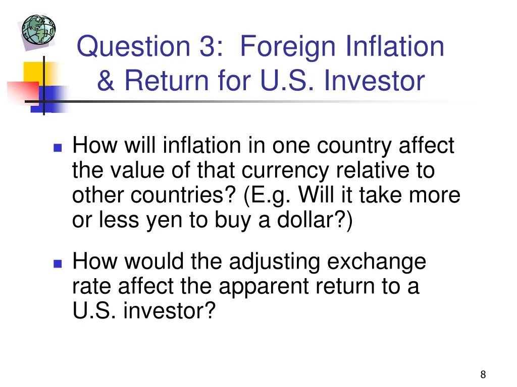 question 3 foreign inflation return