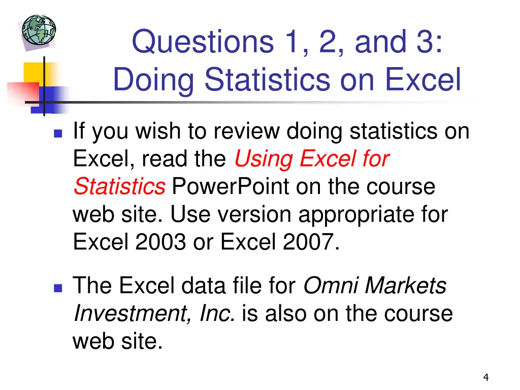 questions 1 2 and 3 doing statistics on excel