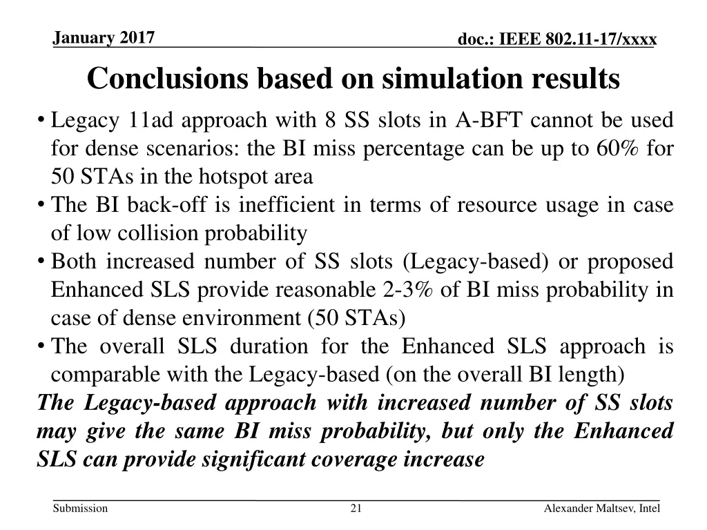 january 2017 conclusions based on simulation