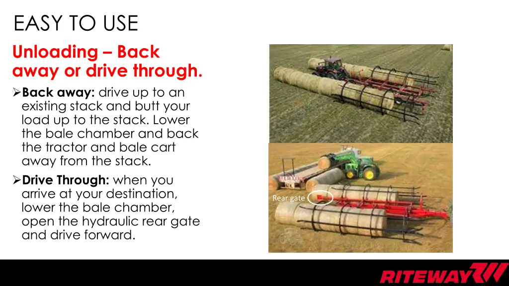 easy to use unloading back away or drive through