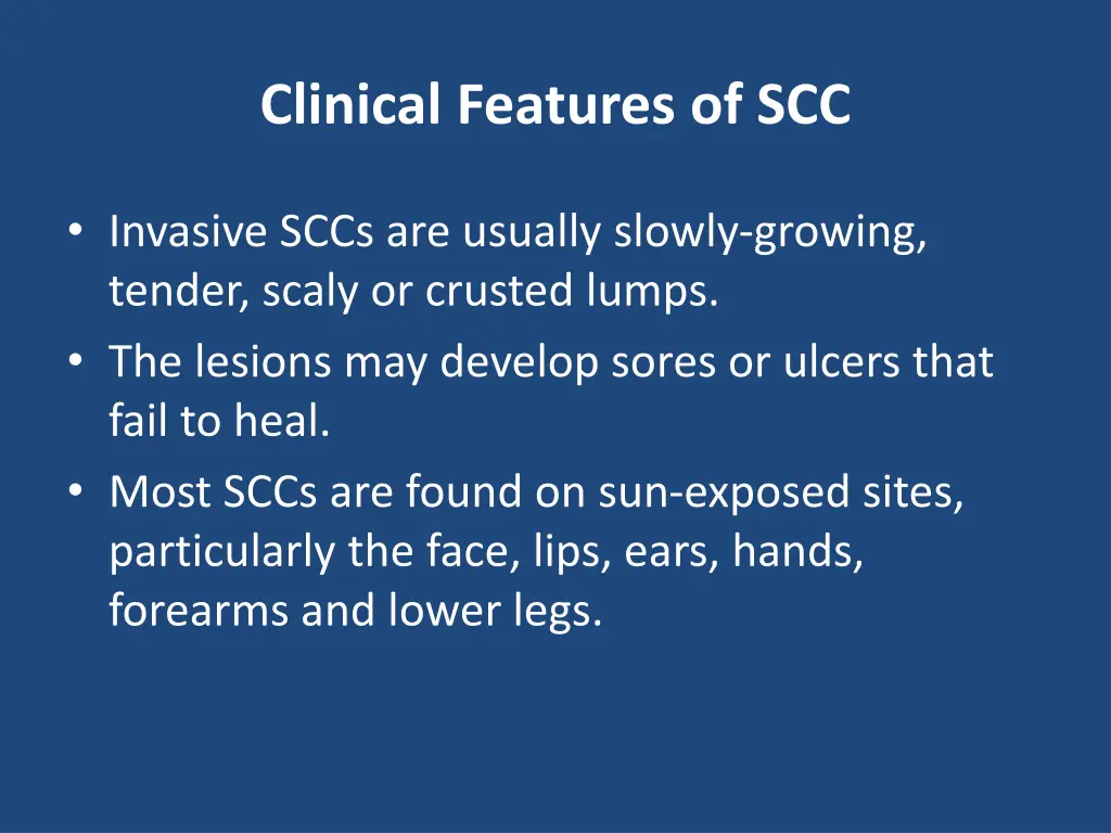 clinical features of scc